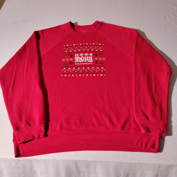 Kings Hawaiian Sweatshirt Fa La La La Aloha Long Sleeve Red Sz XL - Picture 2 of 15